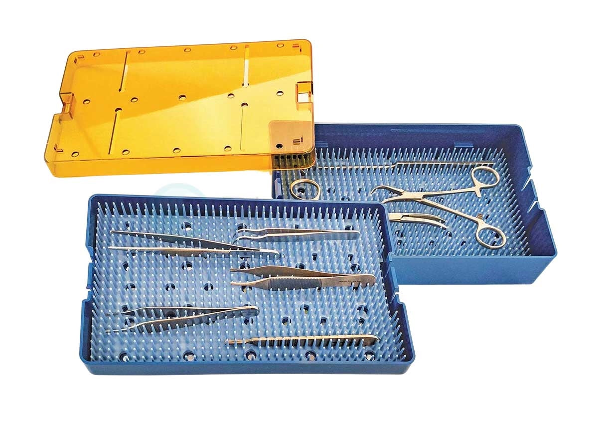 SteriBest Trays, Sterilization Instrument Tray A-CP1038D2 Base, Lid, Mat, Insert Tray, Insert Mat 10x6x1.5