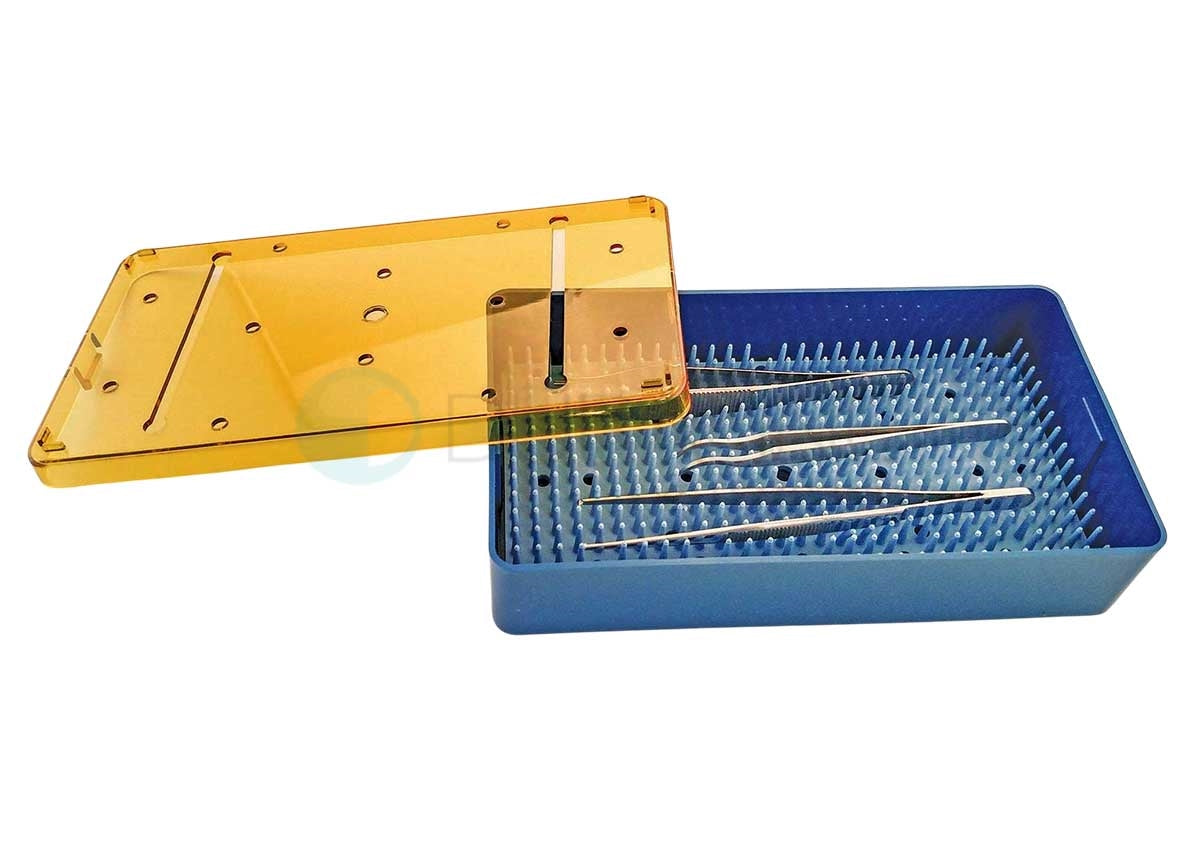 SteriBest Trays, Sterilization Instrument Tray A-CP471D1 Base, Lid, Mat 7.5x4x1.5
