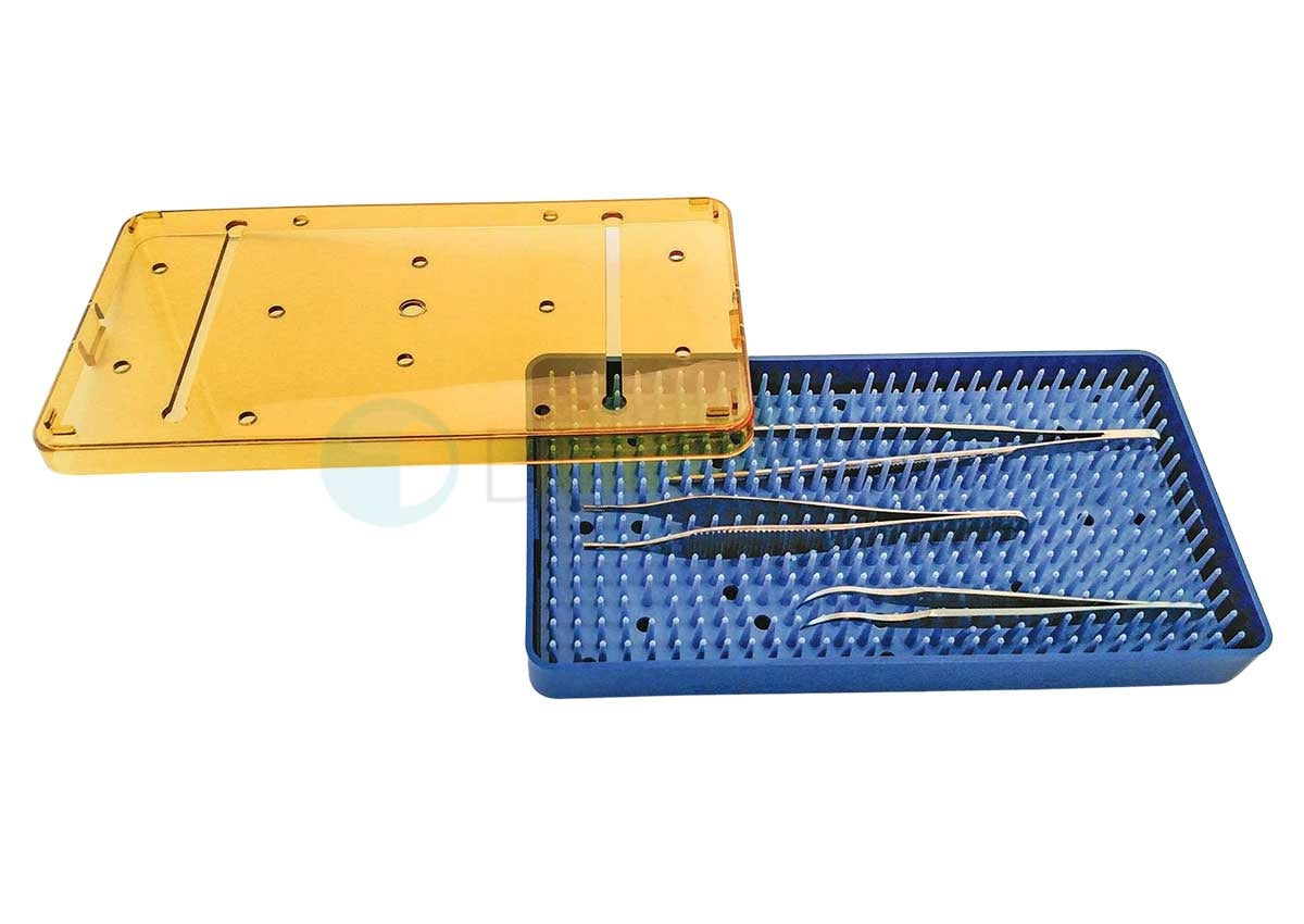 SteriBest Trays, Sterilization Instrument Tray A-CP471S Base, Lid, Mat 7.5x4x.75