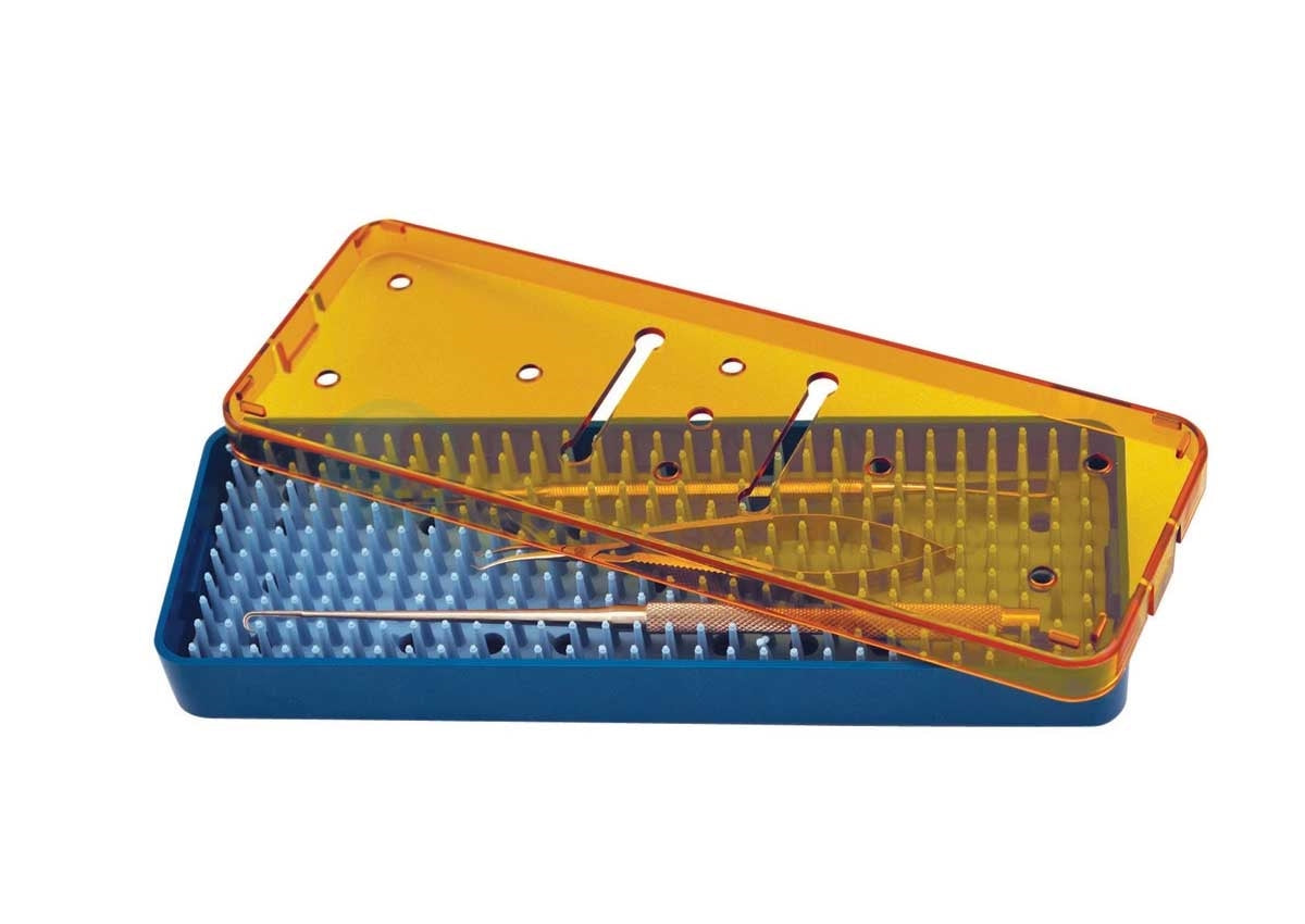SteriBest Trays, Sterilization Instrument Tray A-CP778 Base, Lid, Mat 7.5x2.5x.75