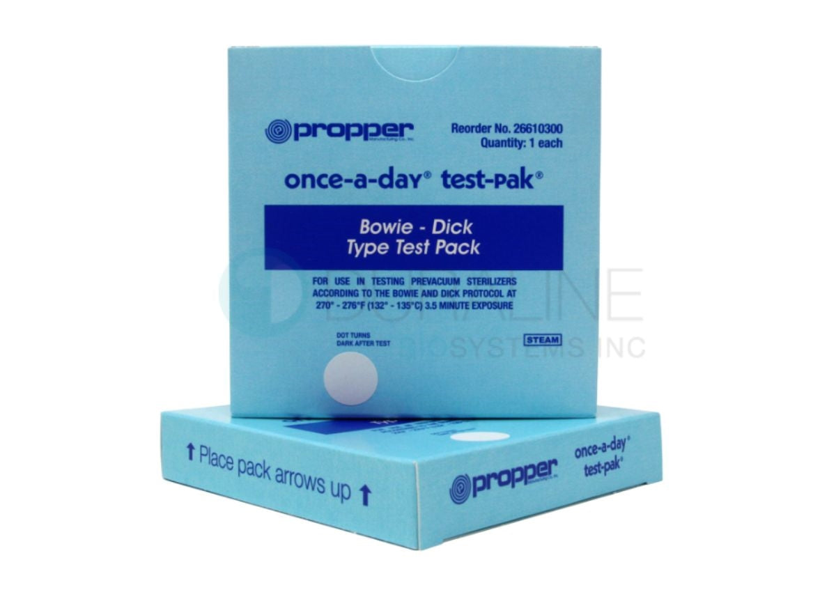 Once-A-Day® Bowie-Dick Test-Pak™  (For use at 273.5°F/134°C using a 3.5 min exposure time), 30 per case