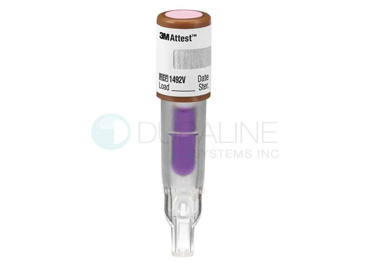 3M Attest 1492V Super Rapid Readout Biological Indicator, 24-Minute Readout for 132C (270F), 3 or 4-Minute and 135C (275F) 3-Minute Steam Sterilization Cycles, Brown Cap, 50/per box