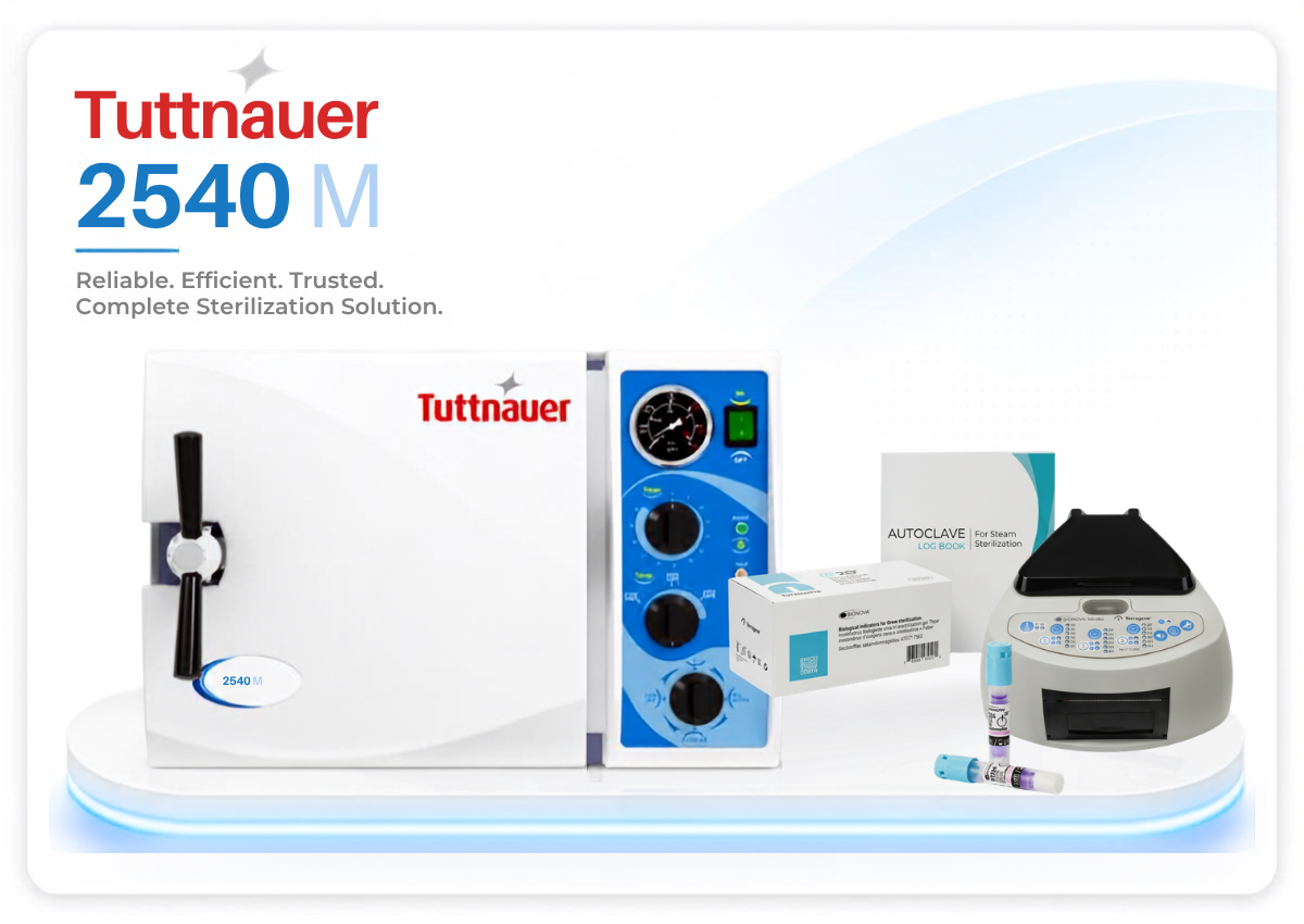 New Tuttnauer 2540M Manual Autoclave Steam Sterilizer & Bionova MiniBio Auto-Reader Starter Kit with Ultra Rapid Biological Indicators, 20 Minute Results