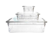 Clear Instrument Soaking Tray with Strainer and Lid, Small  7"L x 6.5"W x 4"H