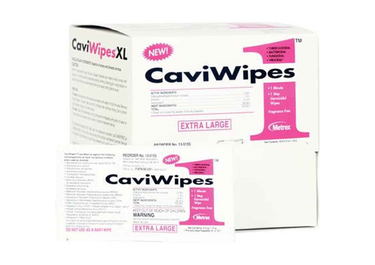CaviWipes1  Surface Disinfectant 13-5155 9" x 12" X-Large Singles, 50 single XL wipes/box, 6 box/cs