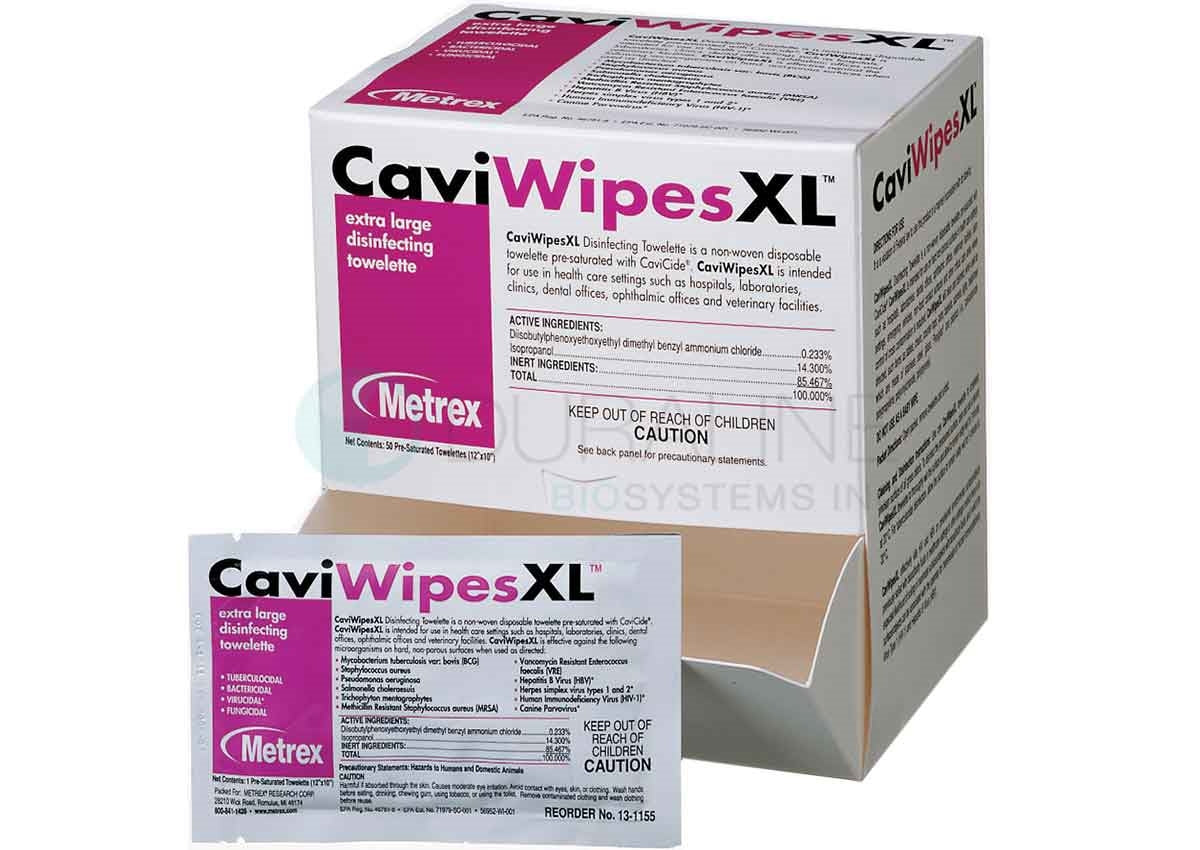 CaviWipes Towelettes 13-1155 9" x 12" 50 X-Large wipes/box, 6 boxes/case