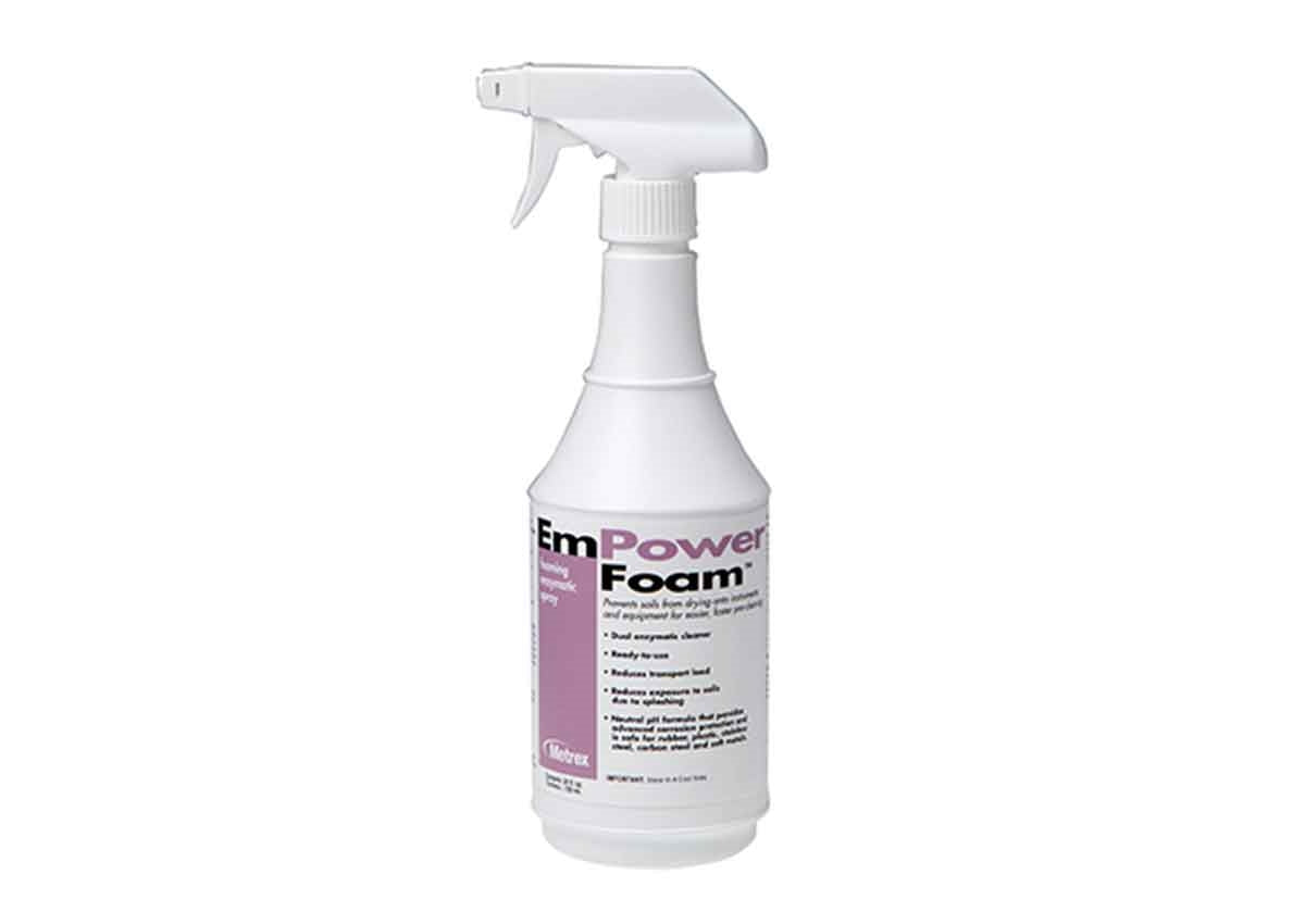 Empower Foam Enzymatic Spray Metrex 10-4224 24 oz spray bottle, 12 bottles per case