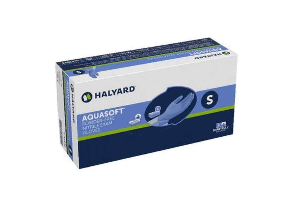 Halyard AQUASOFT Blue Nitrile Exam Gloves Large 300 gloves/box, 10 boxes/case