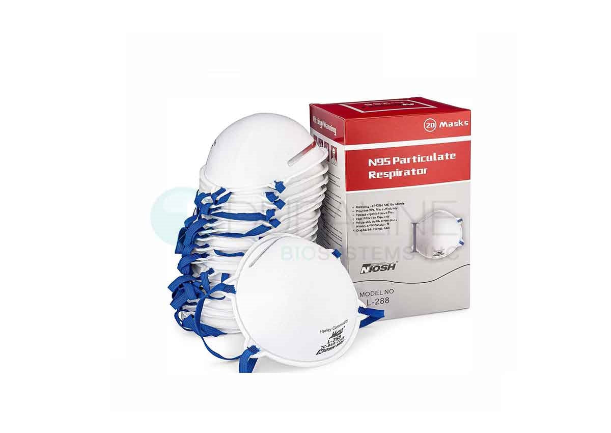Harley L-288 N95 Respirator Face Masks, Molded, 20 per box, NIOSH Approved N95