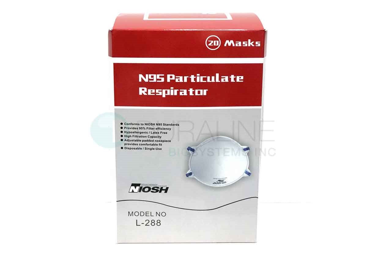 Harley L-288 N95 Respirator Face Masks, Molded, 20 per box, NIOSH Approved N95