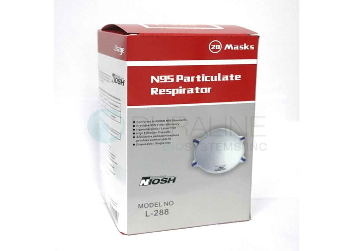 Harley L-288 N95 Respirator Face Masks, Molded, 20 per box, NIOSH Approved N95
