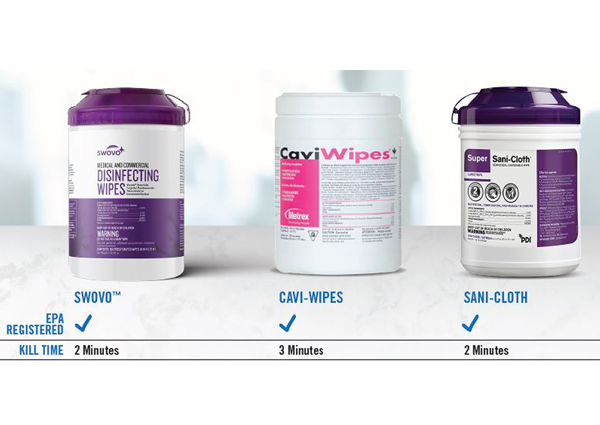 Swovo Medical and Commercial Wipes, Large, 6" x 6.75" 160 wipes per canister, 12 canisters per case