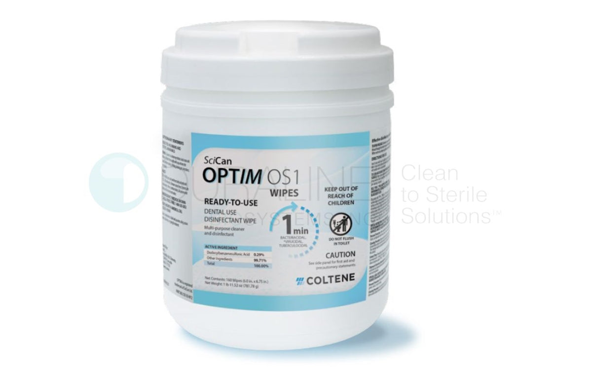 SciCan OPTIM OS1 One-Step Cleaner & Disinfectant Wipes, 160 Ct | 1-Minute Kill Time, VOC-Free
