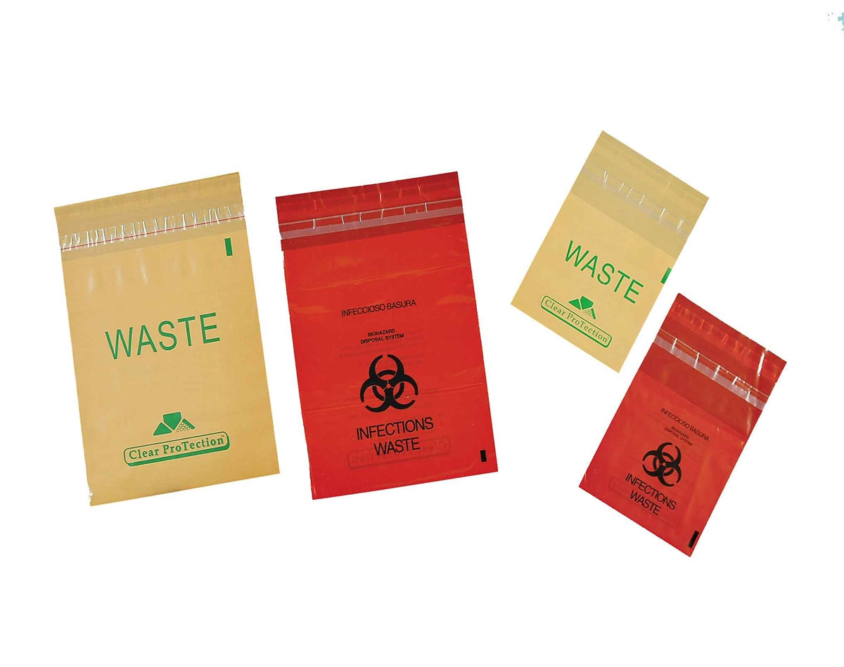Plasdent Stick-on Red Mini Bio Hazard Waste Bags 6" x 6" 200/Box PS850S