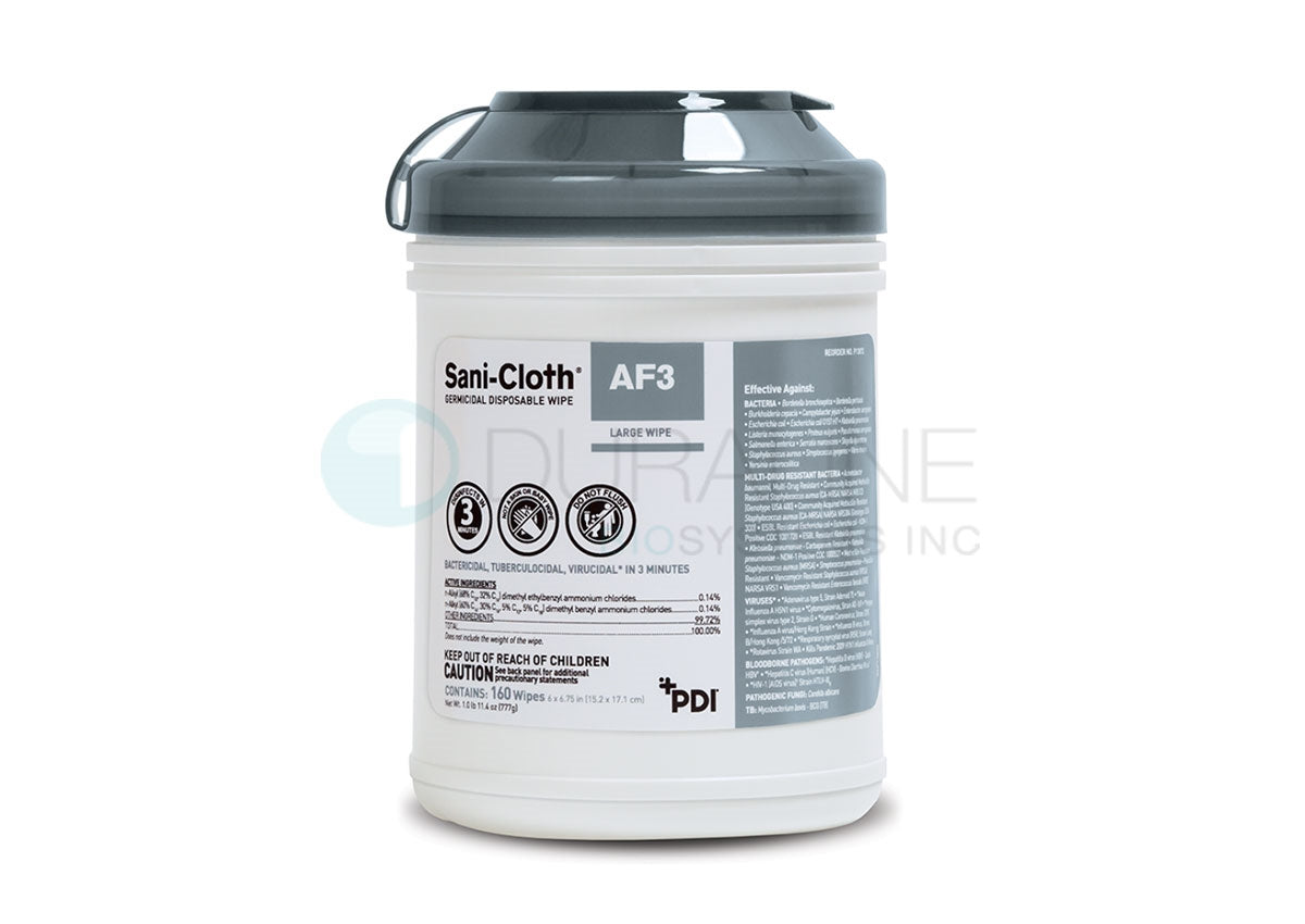 Sani-Cloth AF3 Germicidal Disposable Wipes P13872 6" x 6.75" Large wipes, 160 wipes/canister, 12 canisters/case