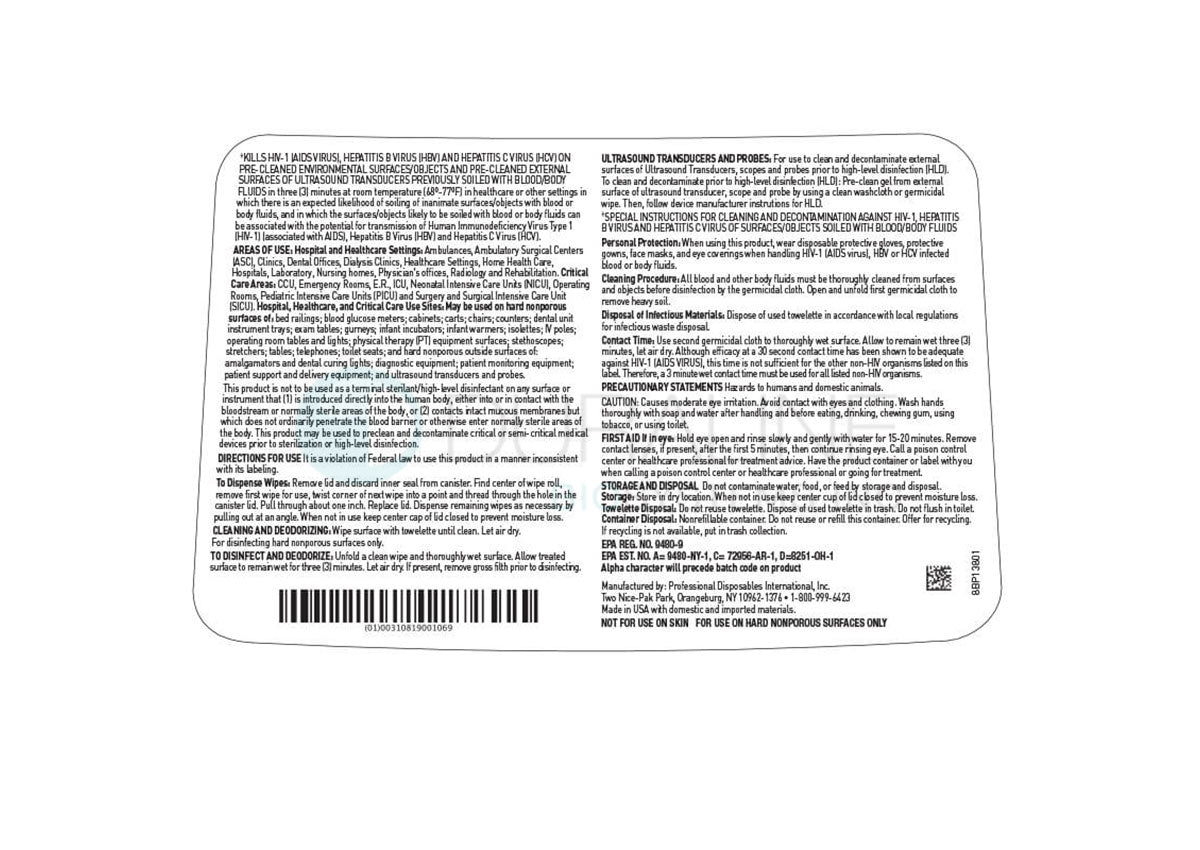 Sani-Cloth AF3 Germicidal Disposable Wipes P13872 6" x 6.75" Large wipes, 160 wipes/canister, 12 canisters/case