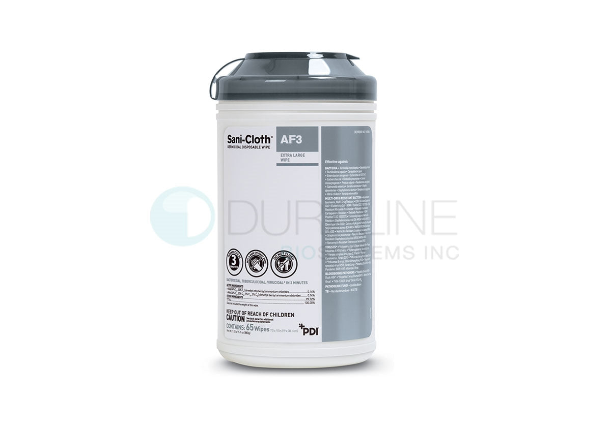 Sani-Cloth AF3 Germicidal Disposable Wipes P63884 7.5 x 15" X-Large wipes, 65 wipes/canister, 6 canisters/case
