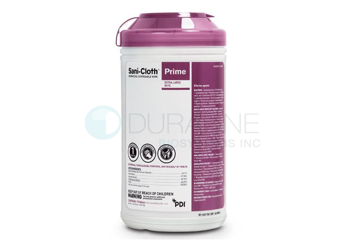 Sani-Cloth Prime Germicidal Disposable Wipes P24284 7.5" x 15" 70 XL wipes/canister, 6 canisters/case