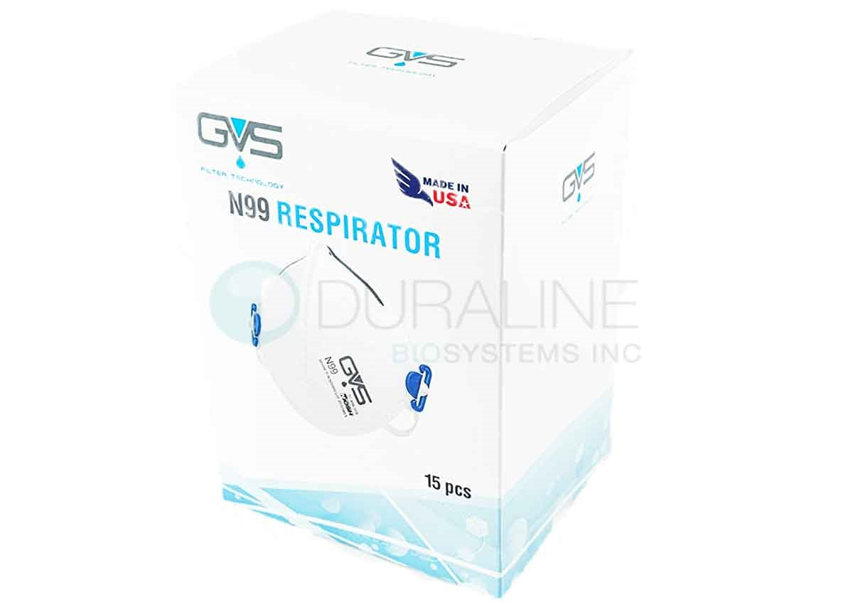 GVS Segre N31000 NIOSH approved N99 Respirators, 15 individually wrapped masks/box