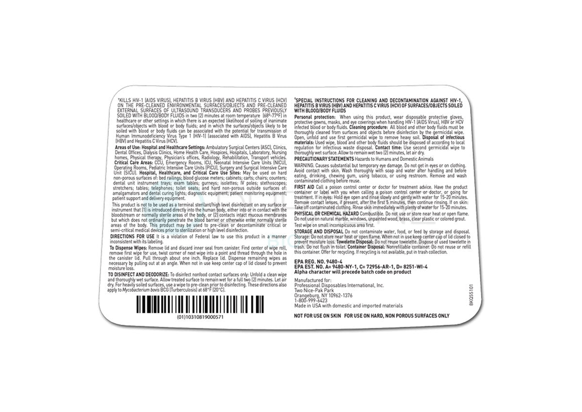 Super Sani-Cloth Germicidal Disposable Wipes Q55172 6" x 6-3/4" 160/canister, 12 canisters/case