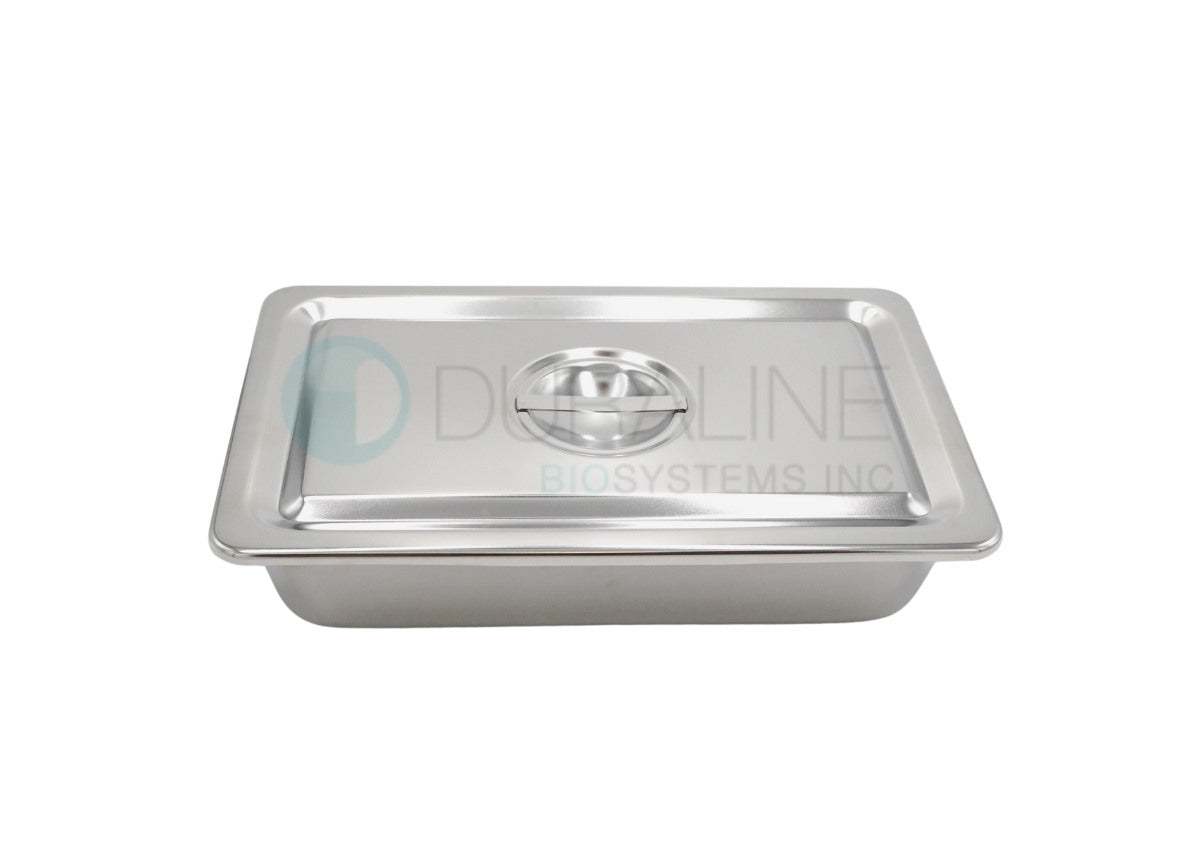 Stainless Steel Instrument Tray with Recessed-Grip Cover
