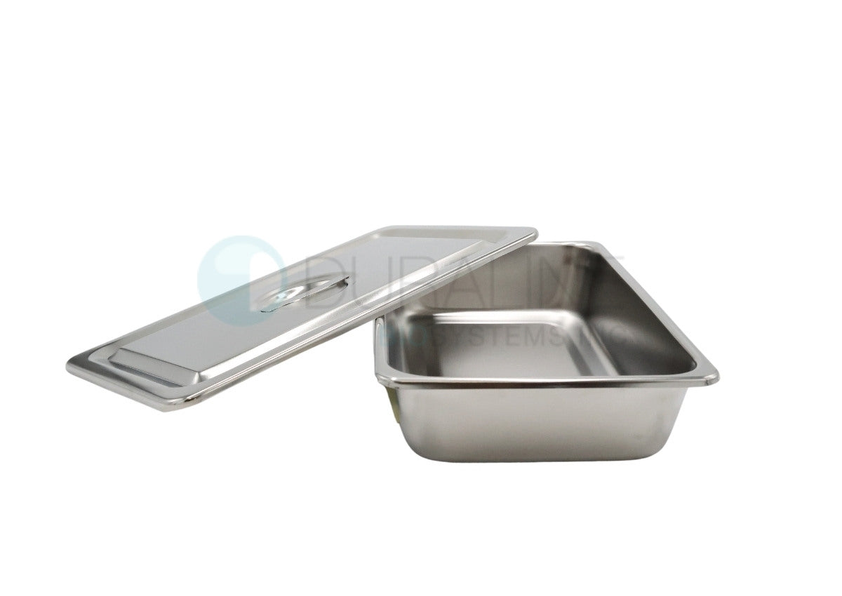 Stainless Steel Instrument Tray with Recessed-Grip Cover