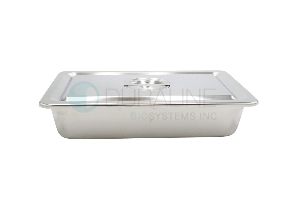 Stainless Steel Instrument Tray with Recessed-Grip Cover