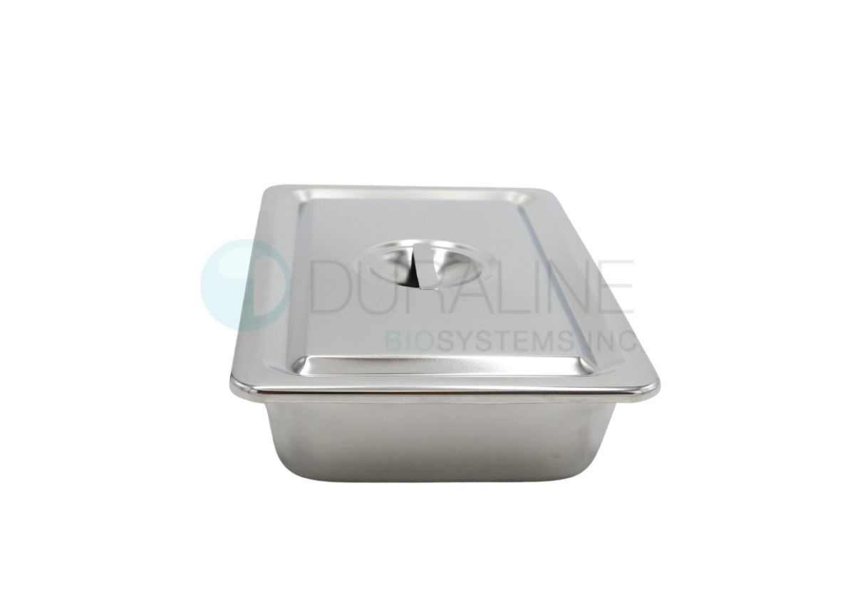 Stainless Steel Instrument Tray with Recessed-Grip Cover