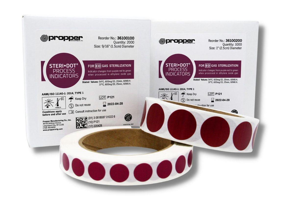 Steri-Dot Process Indicators for EO Gas Sterilizers, 1 inch diameter, 1,000 per roll