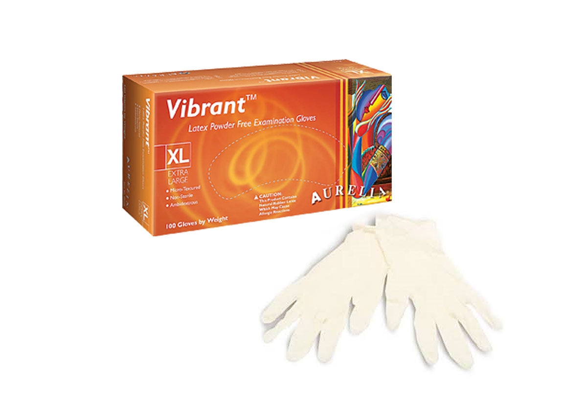 Vibrant Latex Powder-Free Exam Gloves Medium 100/box 10 boxes/case