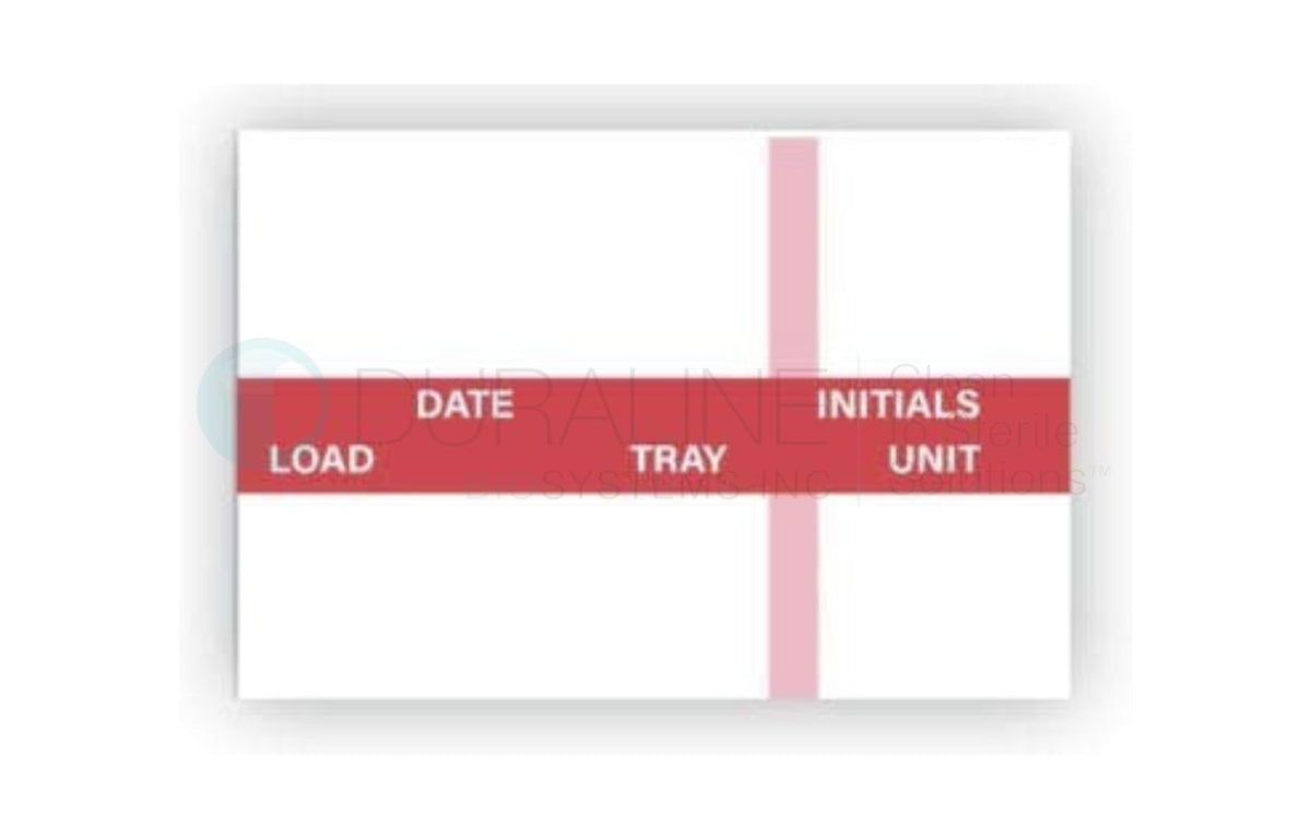 Labelex Dual-Ply Date, Load, Tray, Unit, Initials and Indicator Strip (red) Labels 500/roll, 12 rolls/pk