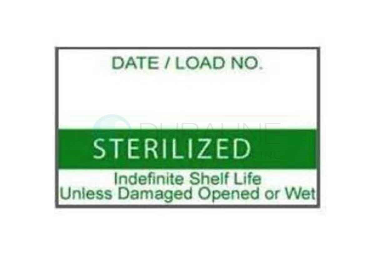 Labelex Single-Ply Green "Sterilized" Labels 1000/roll, 12 rolls/pk