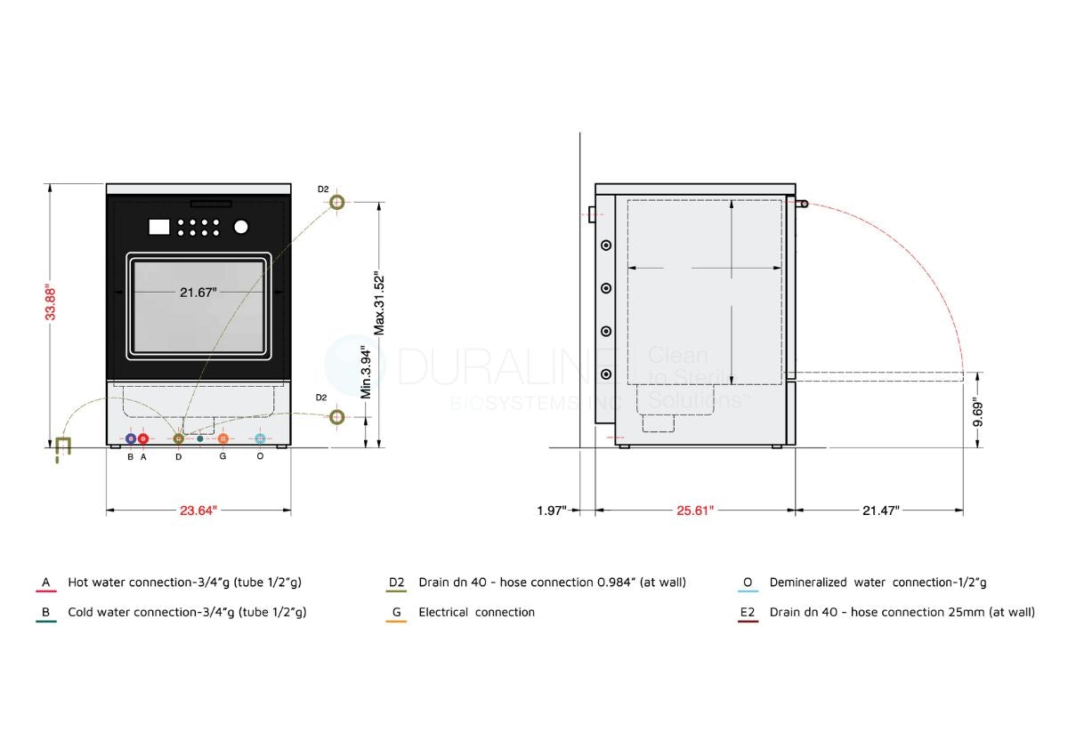 TIVA8 Glassware Washer Disinfector 165L, Narrow Design
