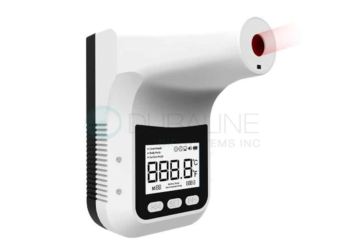 Forehead Thermometer, Wall Mount or Pole-Mounted, Automatic No-Contact Thermometer, Infrared K3 with 4-digit display, USB DC Power and 4 (AA) batteries