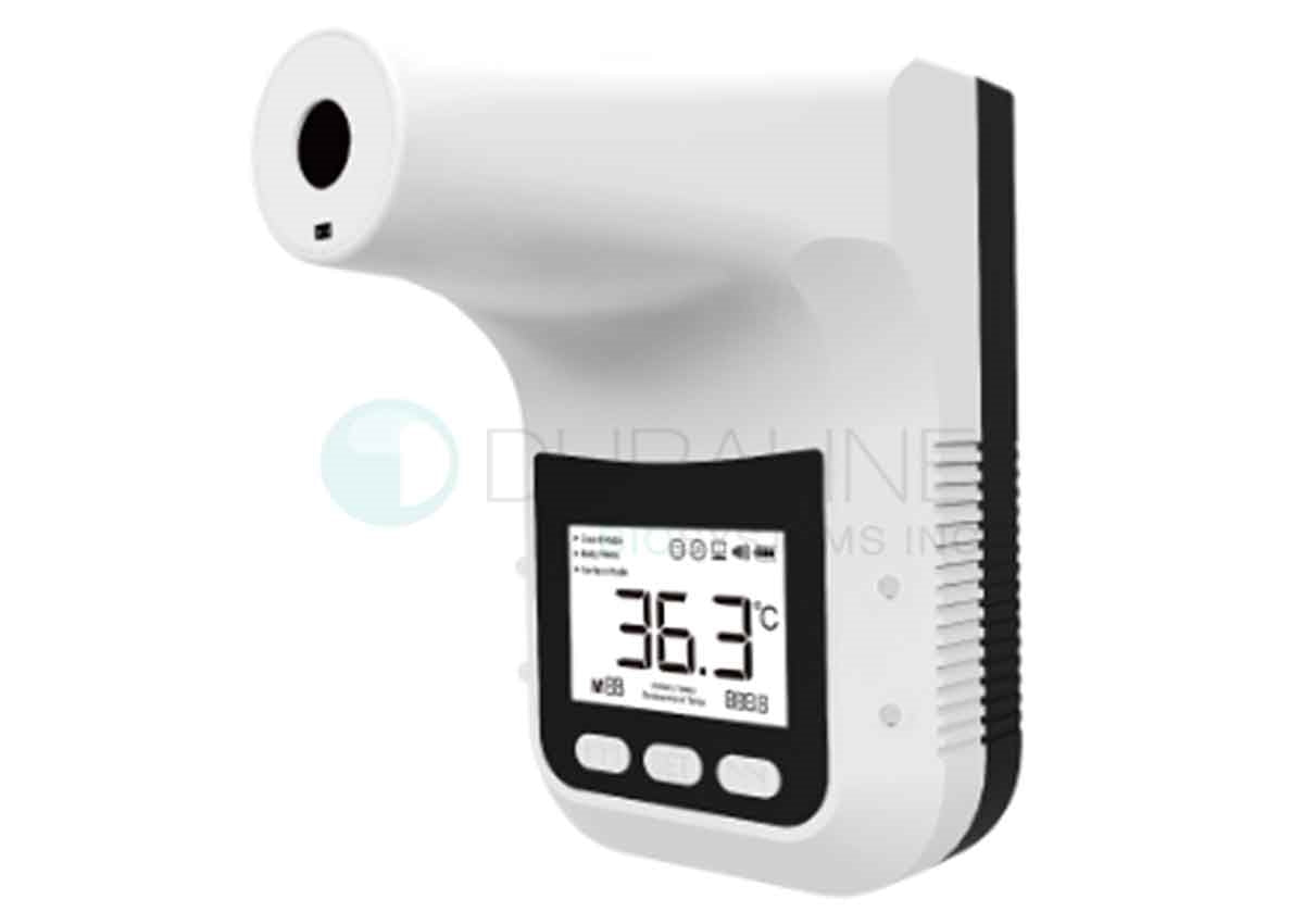 Forehead Thermometer, Wall Mount or Pole-Mounted, Automatic No-Contact Thermometer, Infrared K3 with 4-digit display, USB DC Power and 4 (AA) batteries