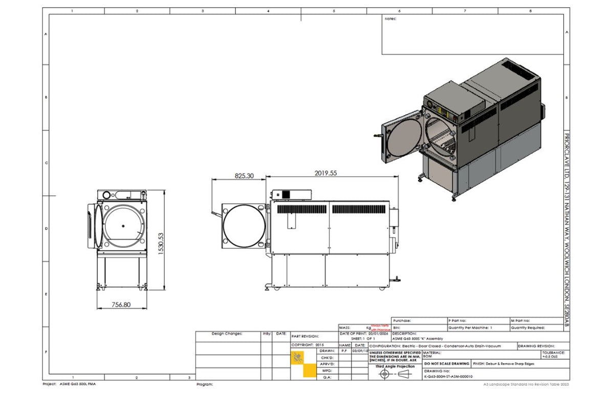 Refurbished Priorclave 500L Front Loading Steam Autoclave