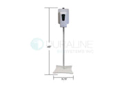 Heavy-Duty Steel Stand For Hand Sanitizer Dispenser with 14 lb. base, white powder-coated, 48" high