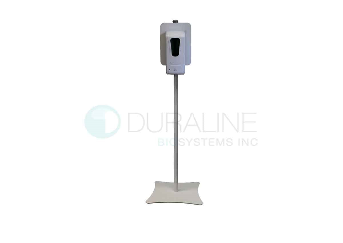 Heavy-Duty Steel Stand For Hand Sanitizer Dispenser with 14 lb. base, white powder-coated, 48" high