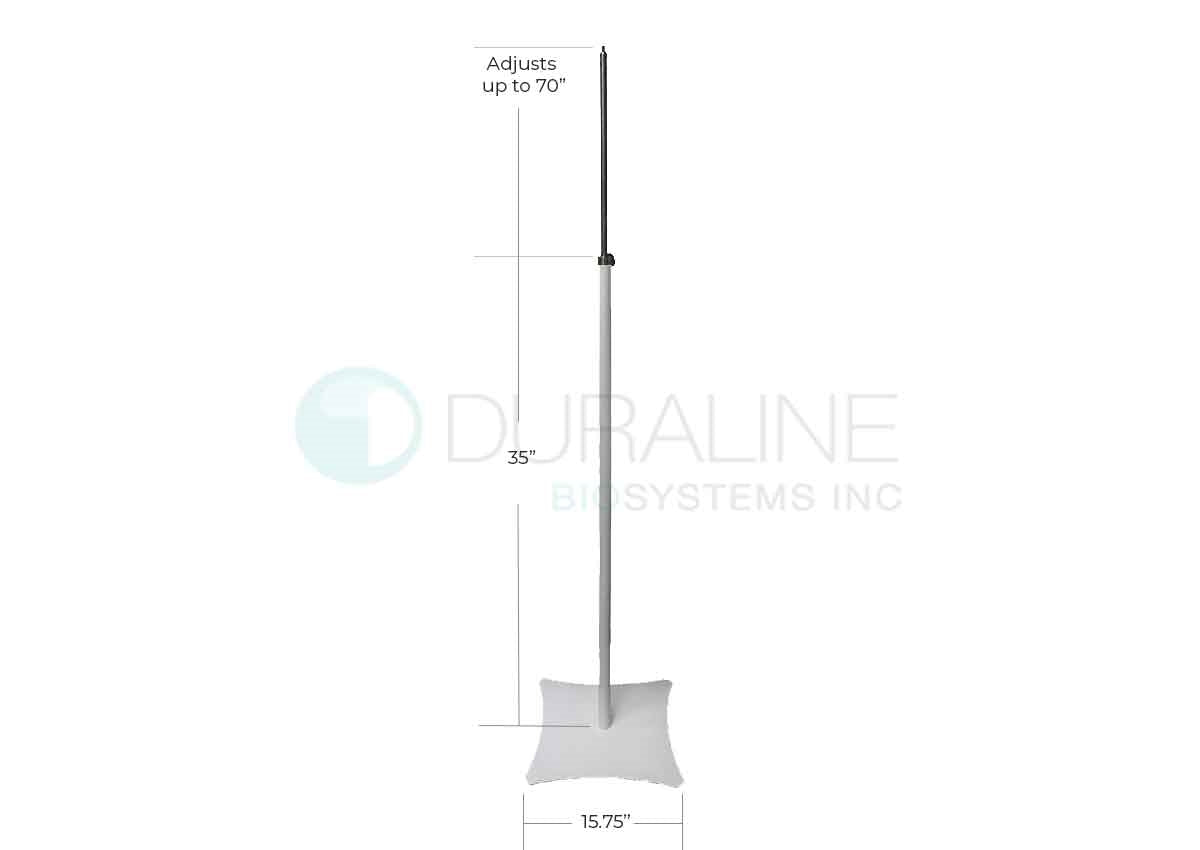 Health Check Stand for Temperature Monitoring, with 14 lb. base, white powder-coated, Adjusts up to 70” high