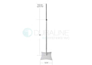 Health Check Stand for Temperature Monitoring, with 14 lb. base, white powder-coated, Adjusts up to 70” high