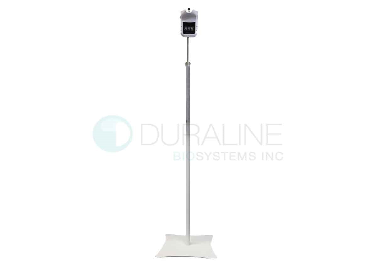Health Check Stand for Temperature Monitoring, with 14 lb. base, white powder-coated, Adjusts up to 70” high