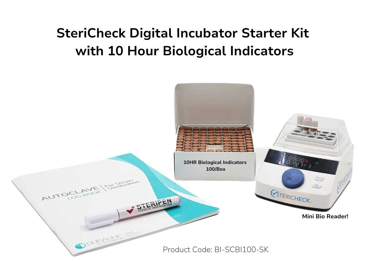 New Tuttnauer 2540M Manual Autoclave Steam Sterilizer & SteriCheck Digital Incubator Starter Kit with 10 Hour Biological Indicators